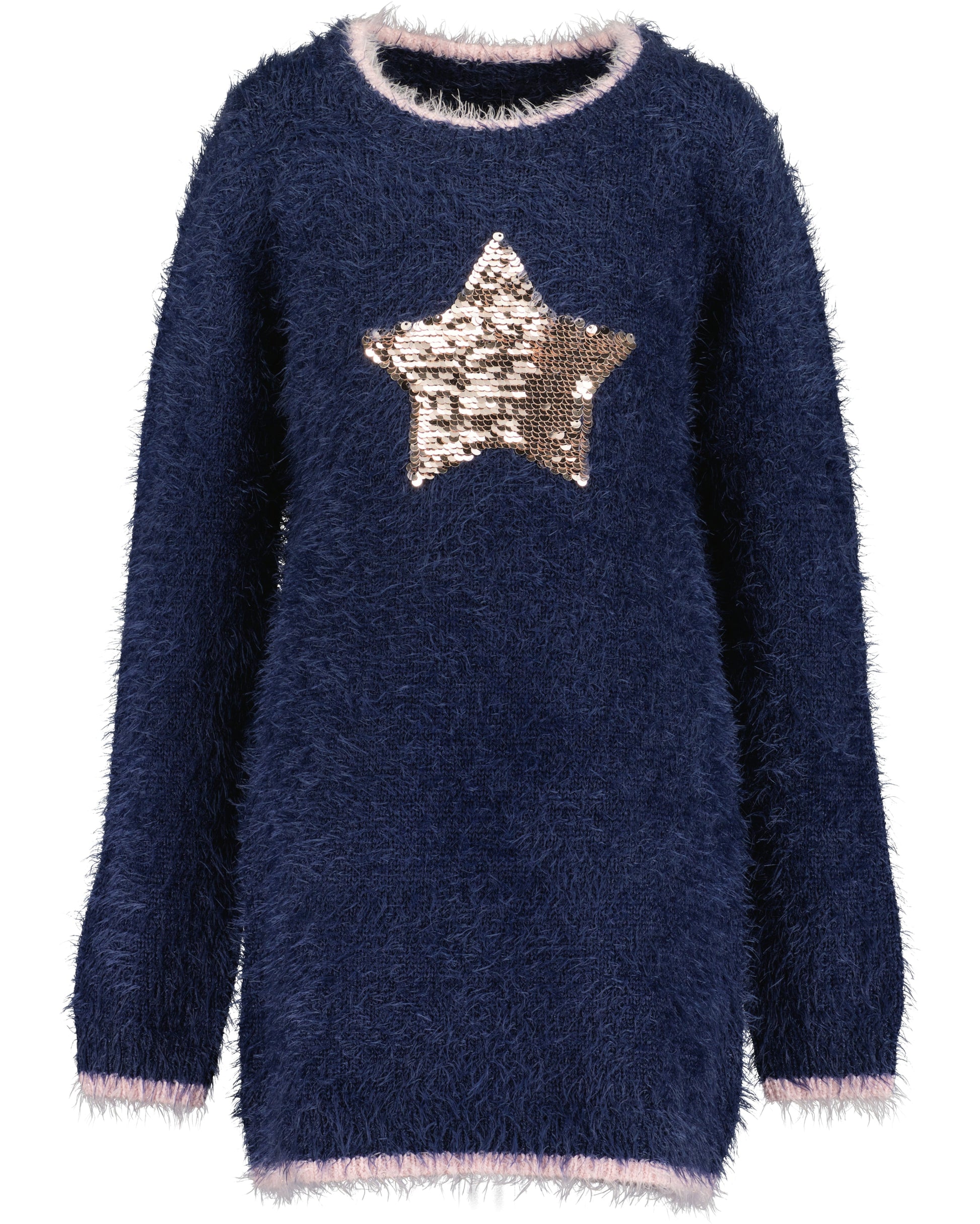 Blue Seven Kleid mit Sternenapplikation aus Wendepailetten-Mokkini Kindermode