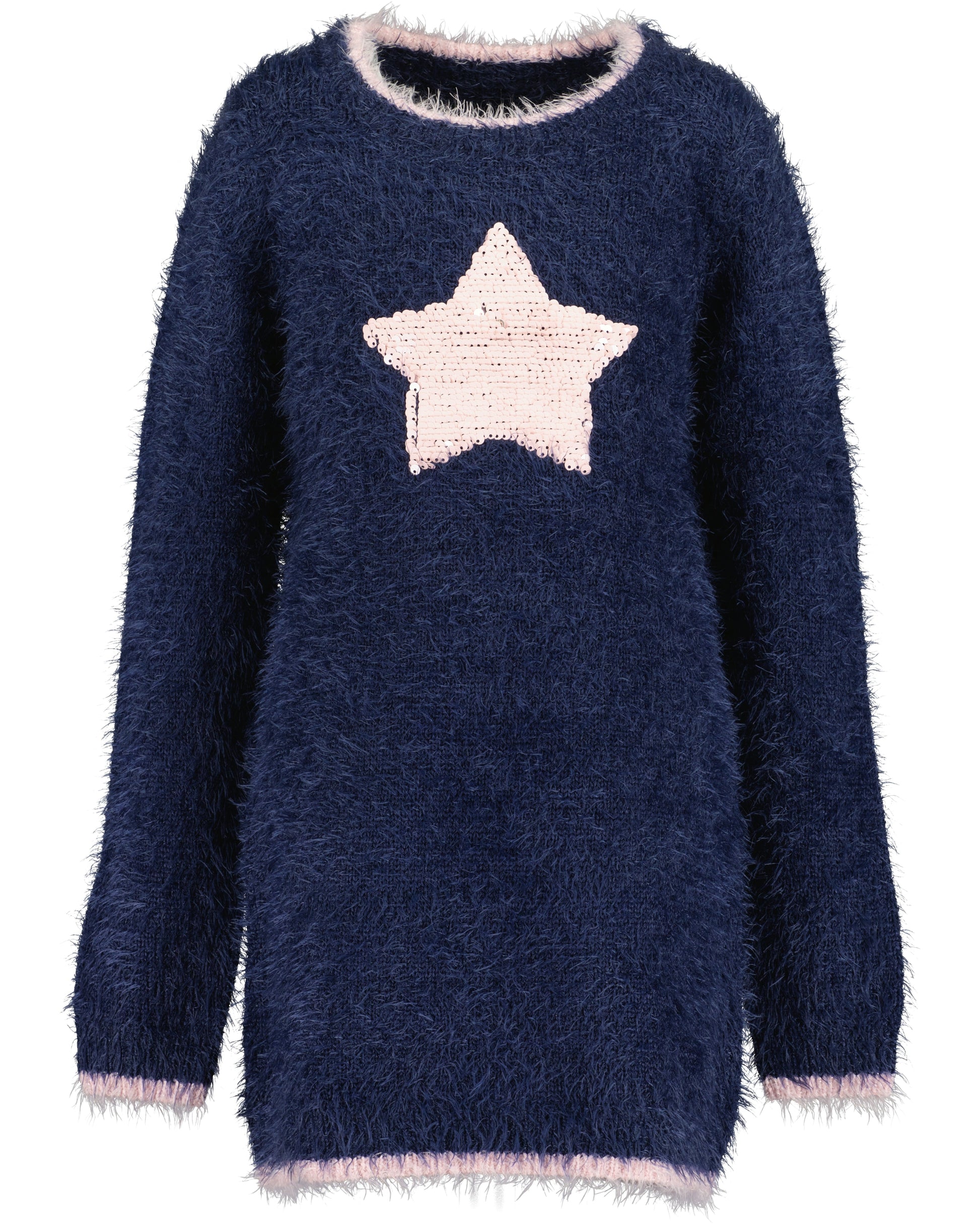 Blue Seven Kleid mit Sternenapplikation aus Wendepailetten-Mokkini Kindermode