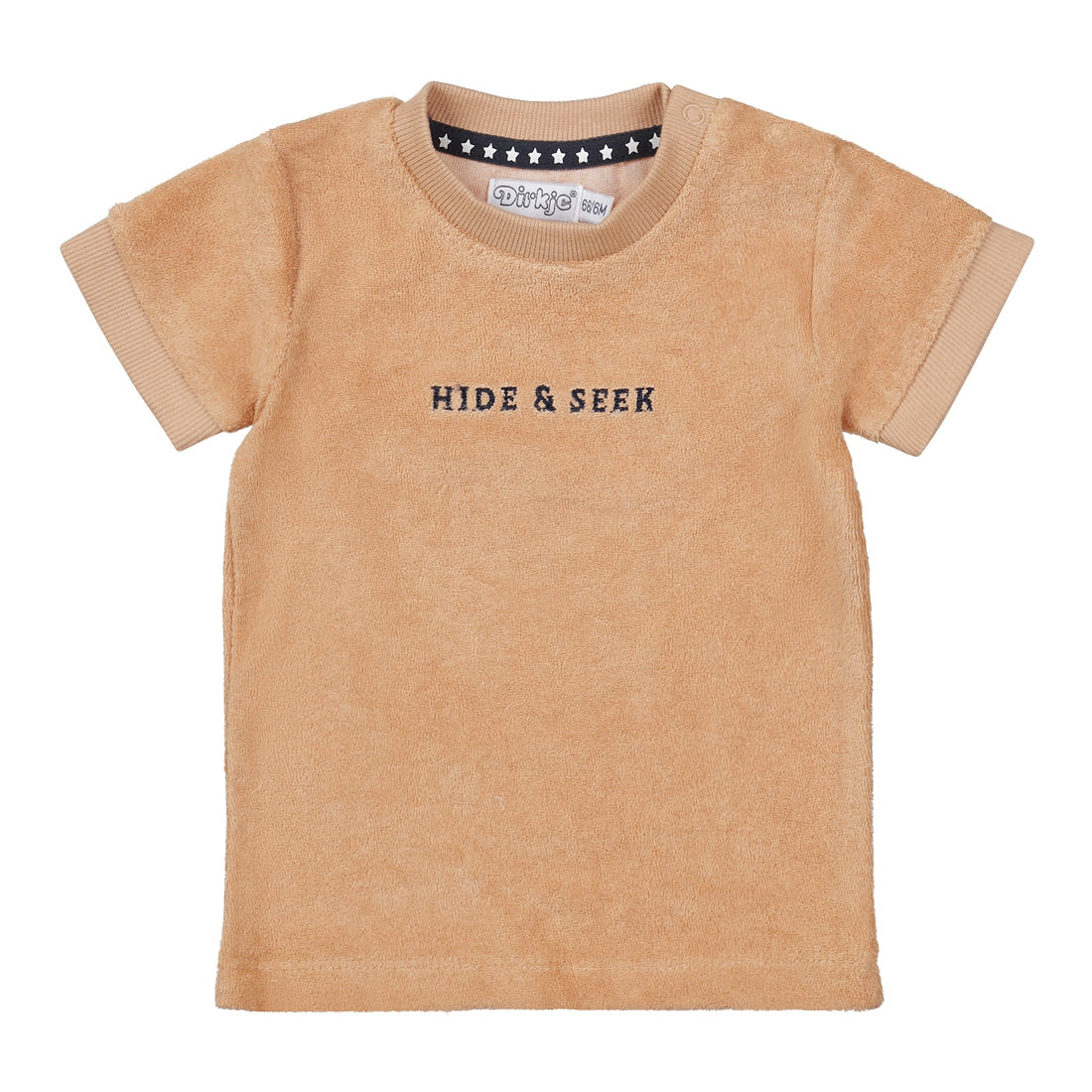 Dirkje Frottee T-Shirt mit Stickschrift-Mokkini Kindermode