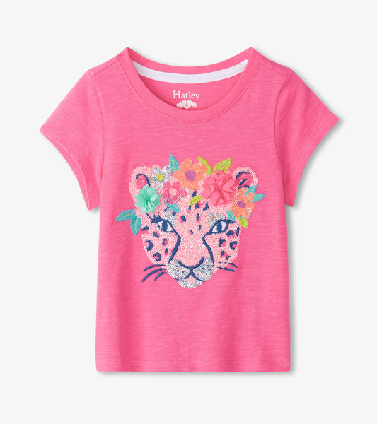 Hatley Mädchen T-Shirt mit Gepard-Motiv und Süßen Details-Mokkini Kindermode