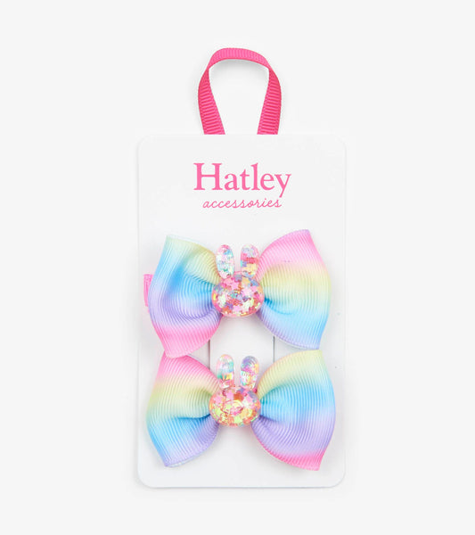 Hatley Schleifchen 'Bunny' Haarclips in Regenbogenfarben-Mokkini Kindermode