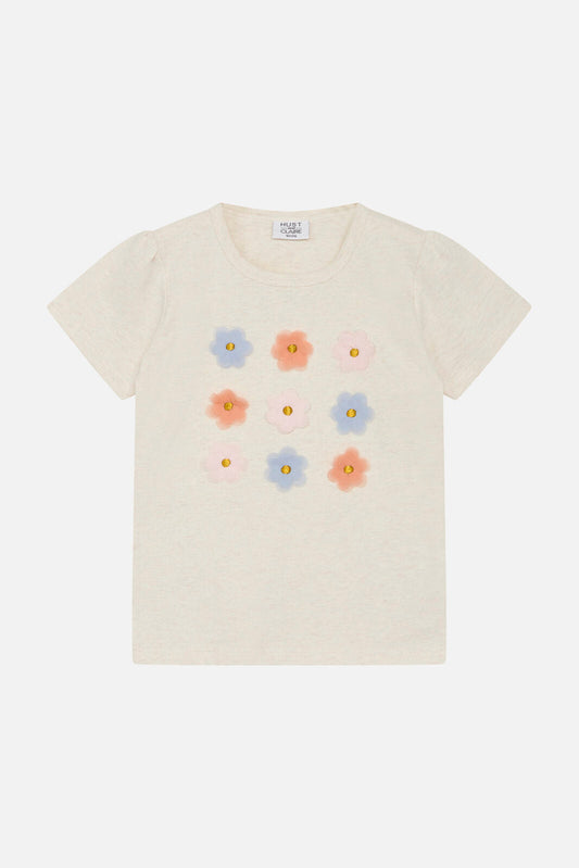 Hust & Claire Aliana T-Shirt mit Chiffon-Blümchen-Mokkini Kindermode