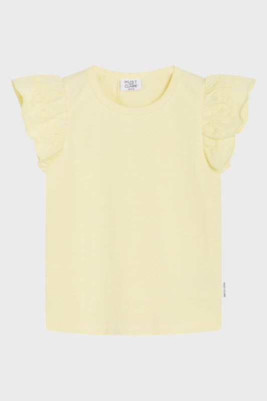 Hust & Claire Mädchen Amela T-Shirt mit Rüschenärmeln und Stickerei-Mokkini Kindermode