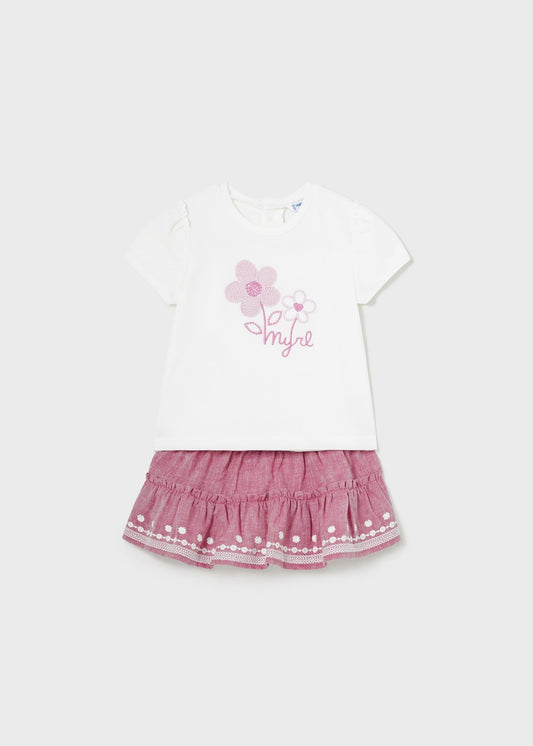 Mayoral Baby Set T-Shirt & Rock mit Blumen-Print-Mokkini Kindermode