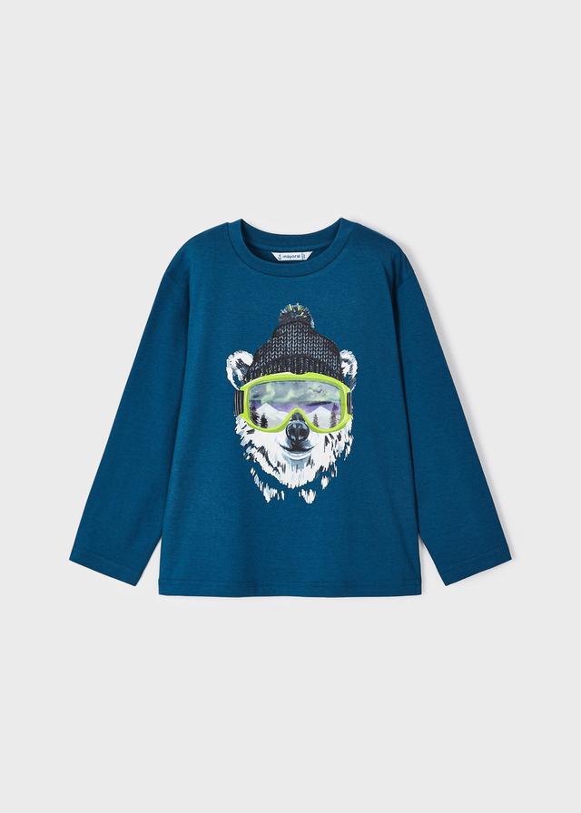 Mayoral T-Shirt Langarm mit Winterbär-Motiv-Mokkini Kindermode
