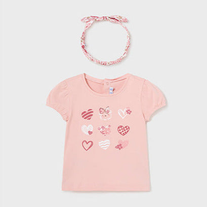 Mayoral T-Shirt Set mit Herzchen-Print und Haarband-Mokkini Kindermode