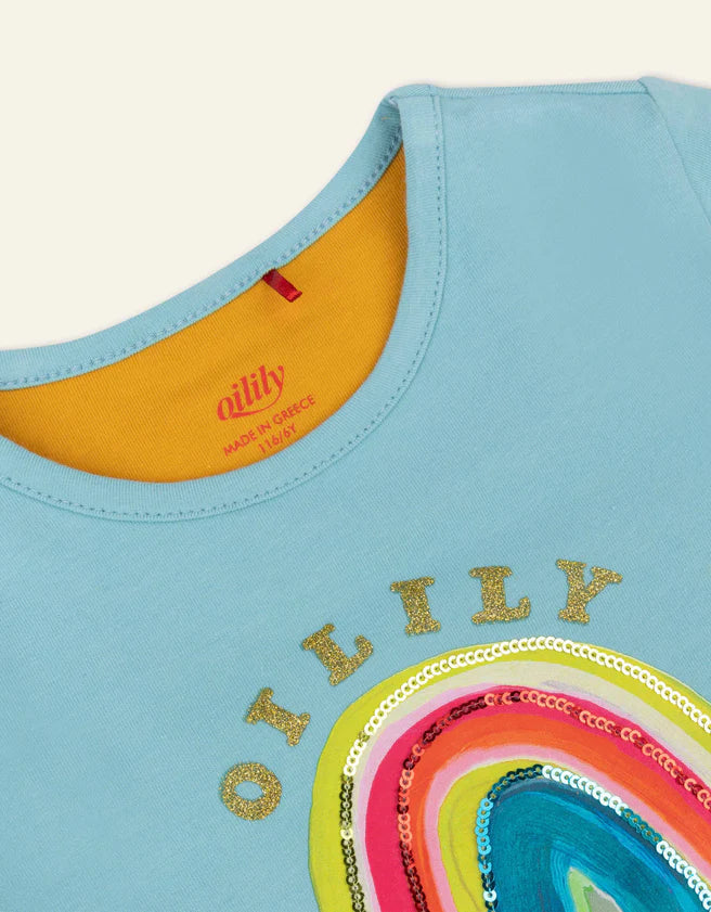 Oilily T-Shirt Langarm mit Regenbogen Akzent-Mokkini Kindermode